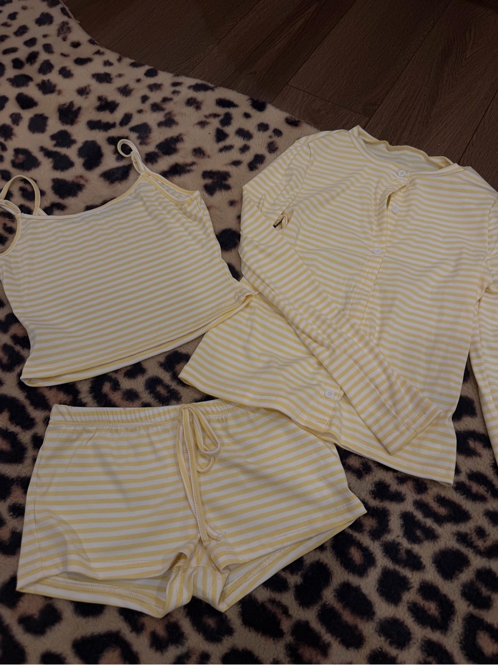 Striped Yellow & White Women’s 3-Piece Set - Picture 2 of 5